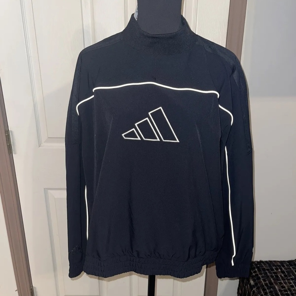 Men’s Adidas Crew Neck Basketball Sweat Shirt Black size Large New!!